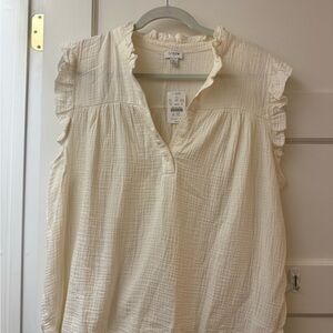 J. Crew Cream Ruffle Sleeve Blouse